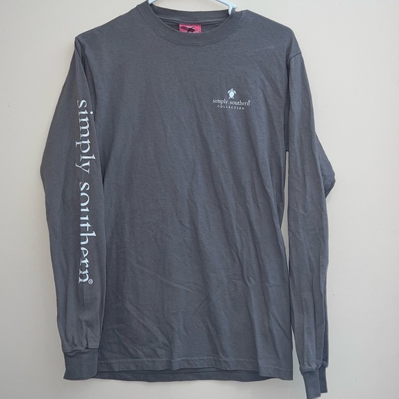 Simply Southern American Flag 🇺🇸 Turtle 🐢 Grey Long Sleeve Shirt - Picture 2 of 5